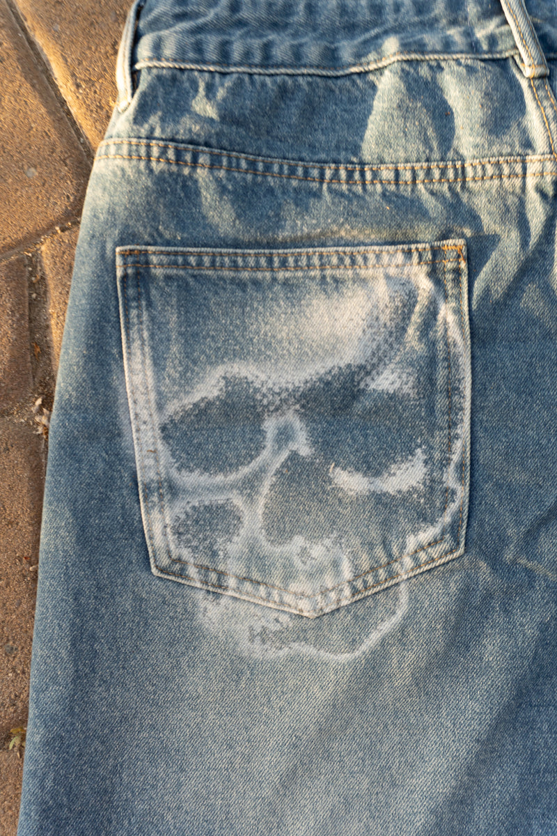 LOVE AND DEATH TEE JORTS BLUE